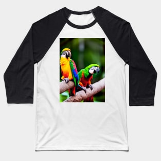 2COLORFUL PARROTS IN A RAIN FOREST Baseball T-Shirt